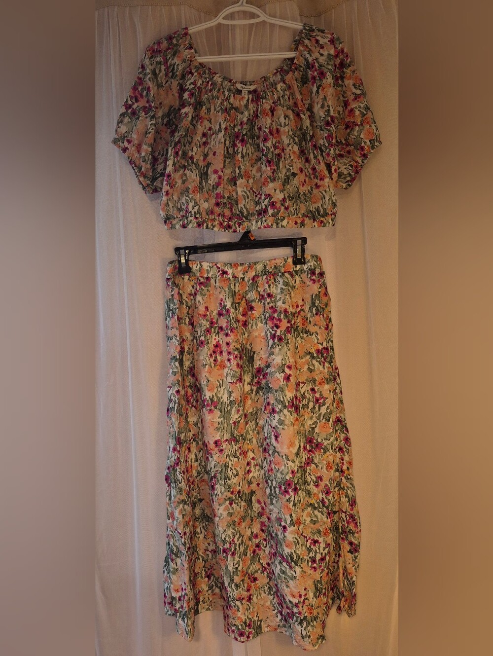 Reitmans Floral 2-Piece Maxi Skirt & Crop Top Set | Size 10/M